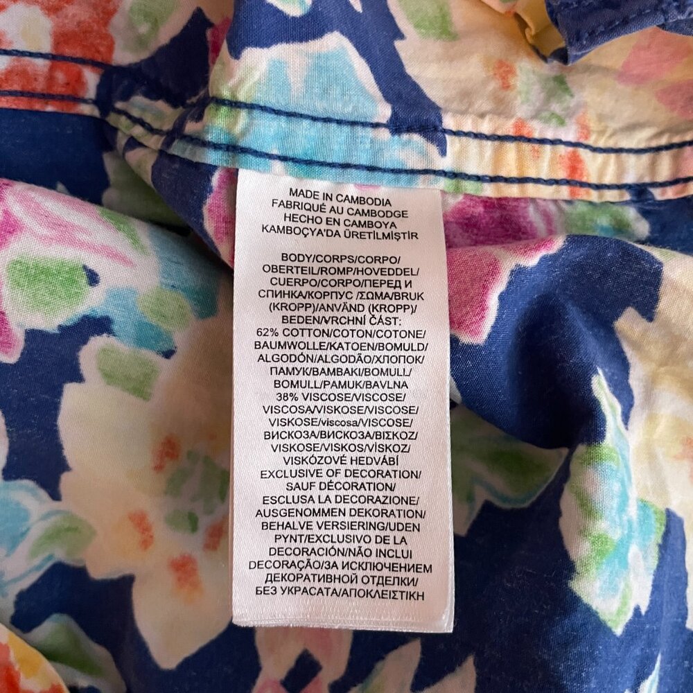 Lauren Ralph Lauren Women S Pink Blue Floral Pajama Set Cotton Button Front - Picture 8 of 13